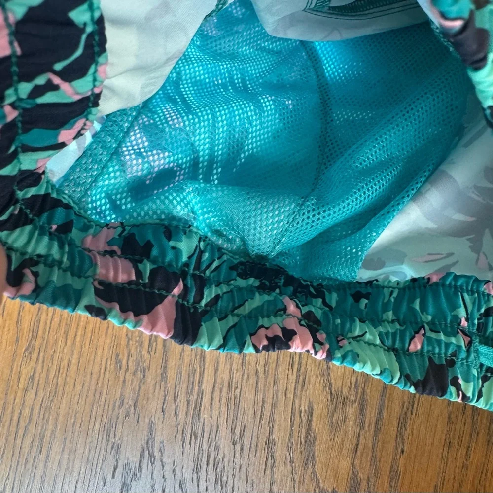 Columbia Teal and Pink Floral Women's Athletic Shorts water shorts running light